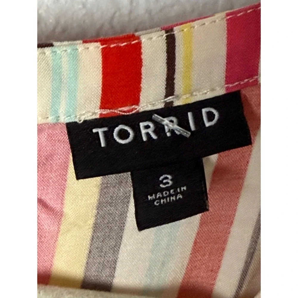 Torrid Dress Women's Size 3 Orange‎ Striped Sleevless Festival Eclectic Vacation